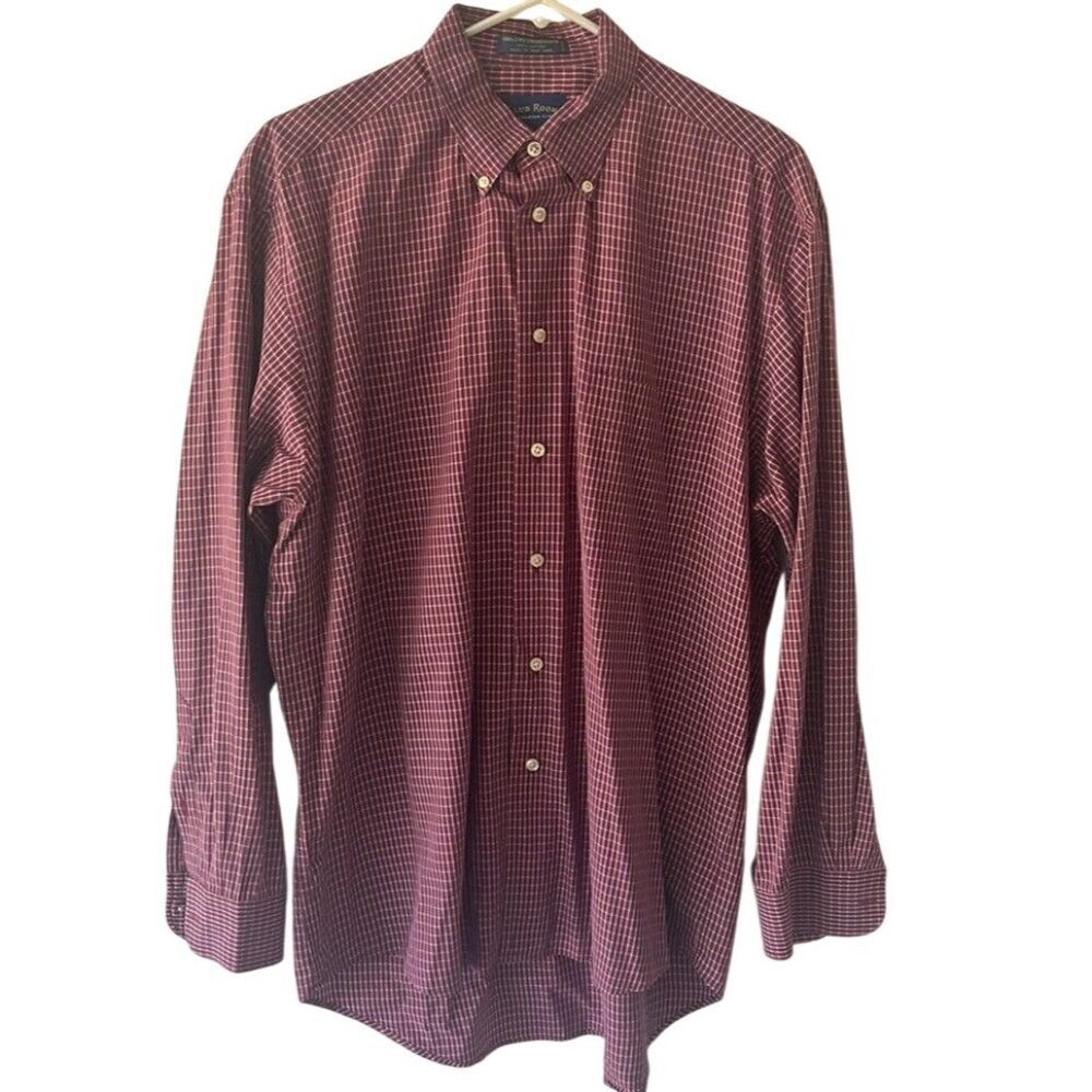 Club Room red blue&white plaid long sleeve button up men’s shirt sz 16/32-33 off